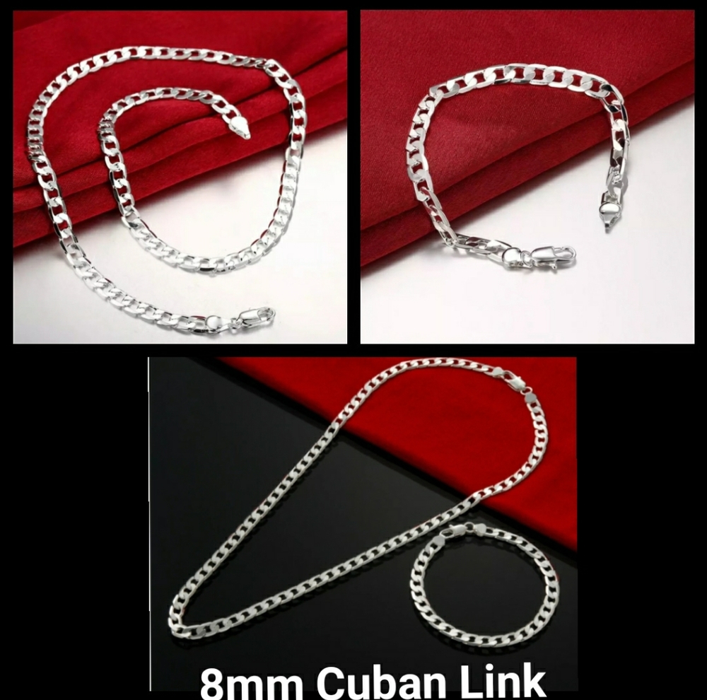 8mm 925 Cuban Link Chain  or 8mm Bracelet